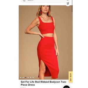 Lulu’s Set For Life Red Ribbed Bodycon Two-Piece Dress